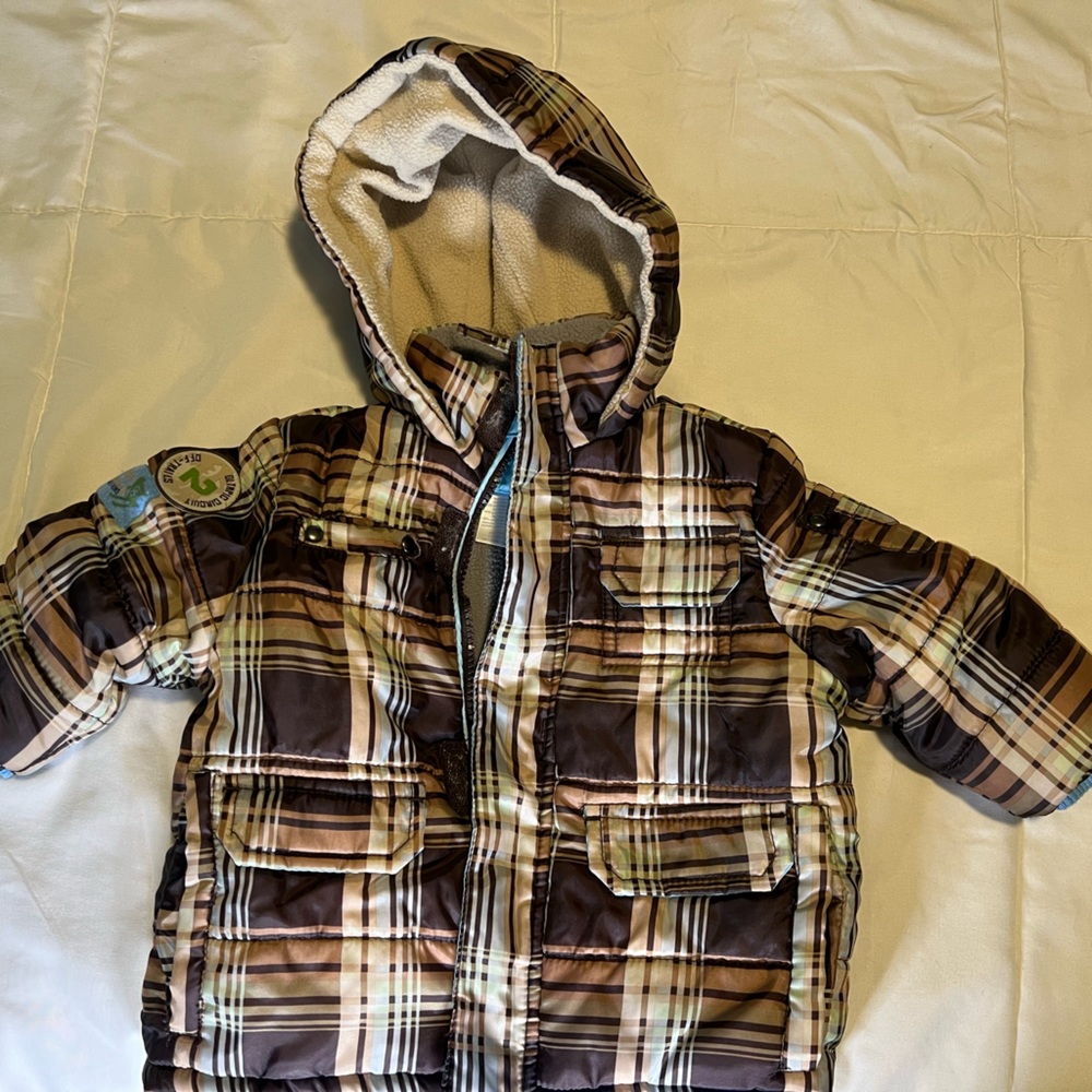 Carter’s boys plaid winter coat fleece lined